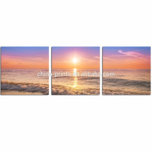 Sunrise on Beach Canvas Framed/Seascape Wall Pictures for Living Room/3 Pieces Modern Art Paintings